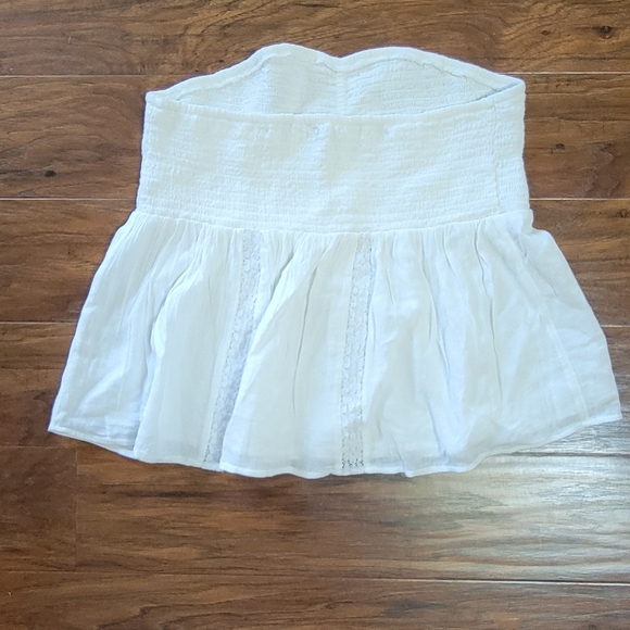 American Eagle Strapless White Lace Cropped Boho Bohemian Hippie Size Medium Top - Picture 3 of 8